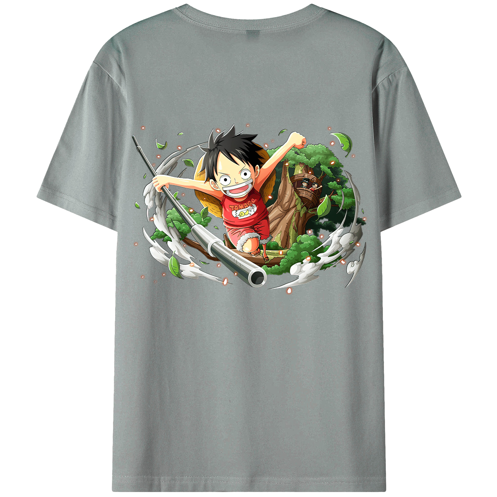 ワンピース モンキー・D・ルフィ ONE PIECE Monkey D. Luffy 綿100％ メンズ半袖Tシャツ（バックプリント） 通気性
